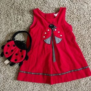 Girls corduroy dress and matching purse! 🐞♥️
